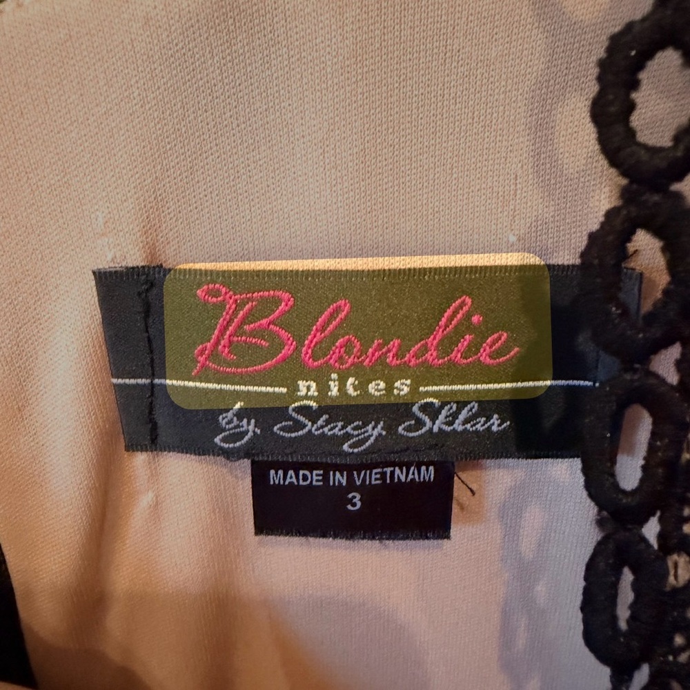 Blondie Nites Elegant Black and cream floral‎ Lace fit & flare, Mini Dress NWOT - Picture 9 of 9